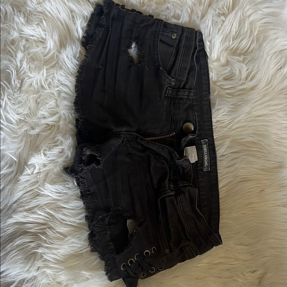 Billabong Black Distressed Women Shorts